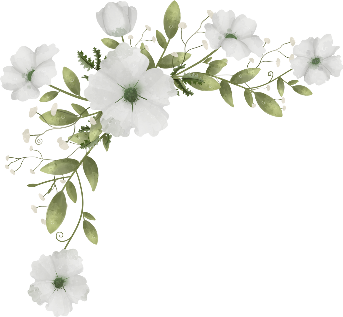 White Watercolor Flower Decoration Wedding Arrangement